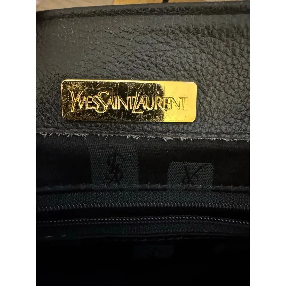 YSL Yves Saint Laurent Black Whipstitch Leather Flap Backpack Designer Luxury